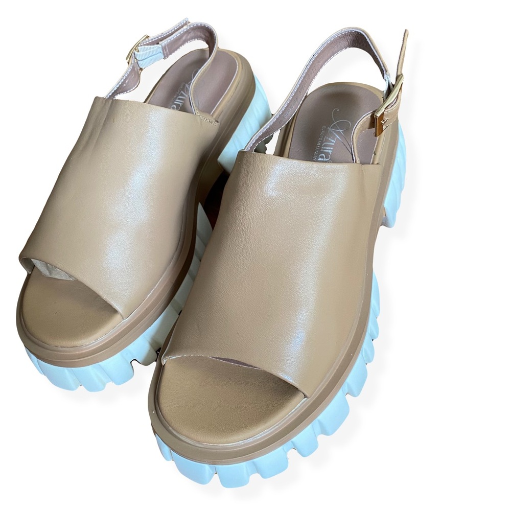 Leather Tan Platform Sandals